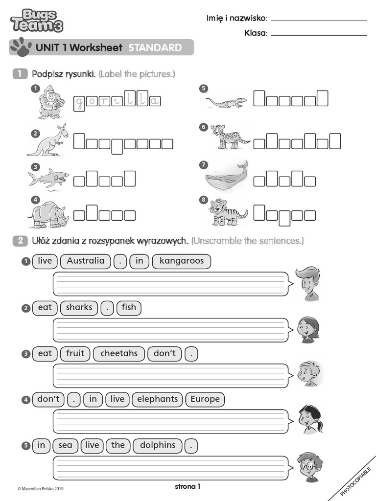 BugsTeam3 Unit 1 PB Worksheet | PDF