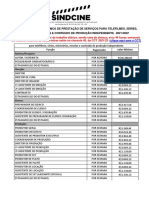 Tabela de Precos Minimos de Prestacao de Servicos para Telefilme Series Minisseries Novelas e Conteudo de Producao Independente