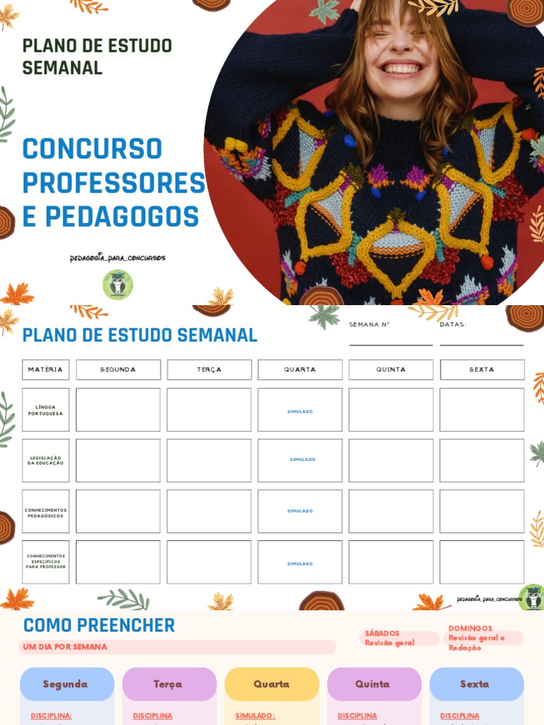 Plano de Estudo Semana para Concurso de Professores - Professor Adriano ...