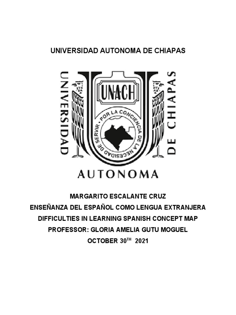 Difficulties In Learning Spanish Concept Map Pdf Semantic Units