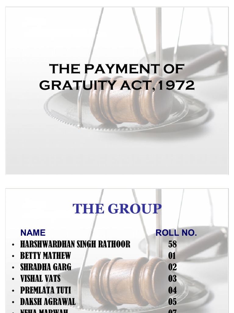 PPT Payment of Gratuity Act 1972(2) Magistrate Gratuity Free 30