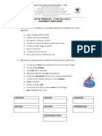 Advérbios e subclasses em ficha de trabalho