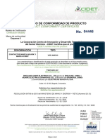 Certificado de Contactores Marca Chint