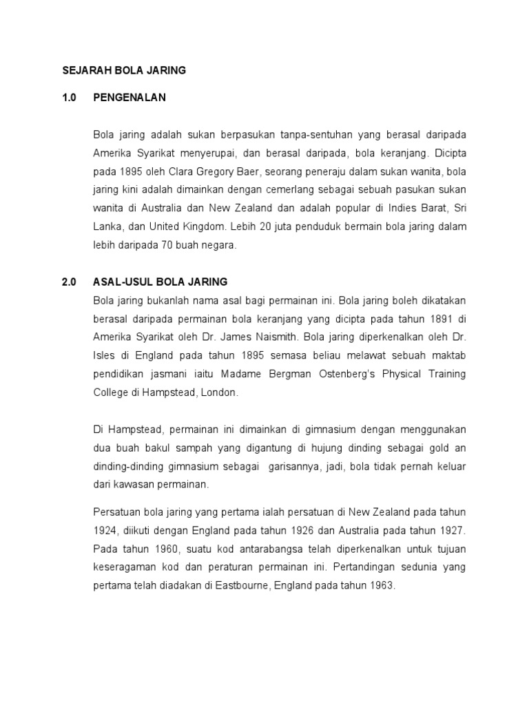Sejarah Bola Jaring Pdf
