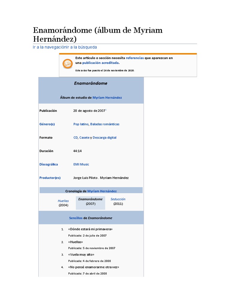 Enamorándome (Álbum de Myriam Hernández) PDF Música pop Música
