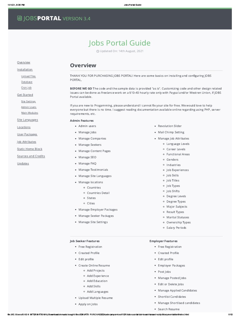 Jobs Portal Guide PDF Computer File Databases
