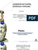 Filósofos griegos Platón, Aristóteles y Epicuro