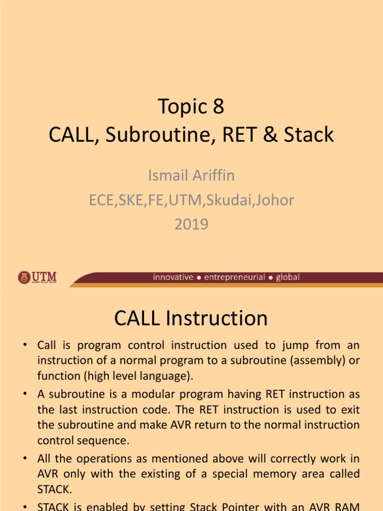 AVR CALL, RET, and Stack Operations | PDF | Subroutine | Pointer ...