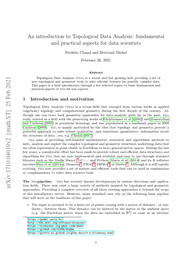Introduction to Topological Data Analysis | PDF | Topology ...