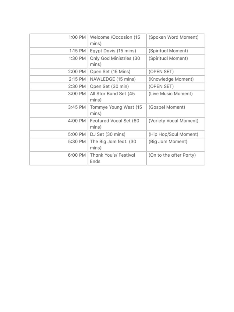 Festival Line Up | PDF