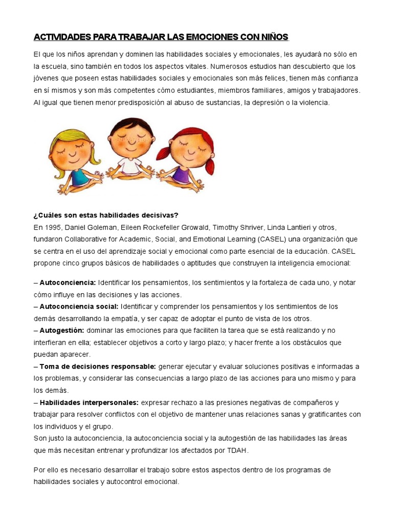 Actividades para Trabajar Las Emociones Con Niños | PDF | Las emociones ...