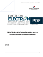 Ficha Técnica de Factura Electrónica para Los Proveedores de Autorización Calificados V1.00-Julio-21-2