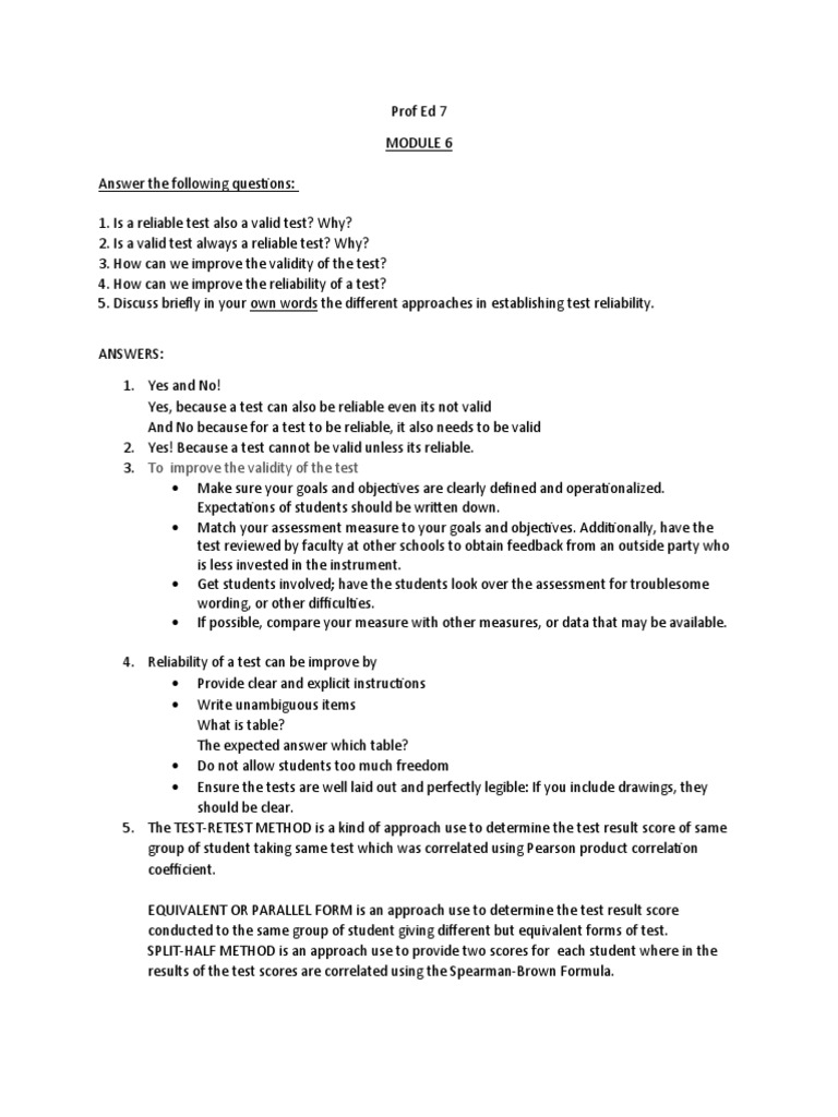 To Improve The Validity of The Test | PDF