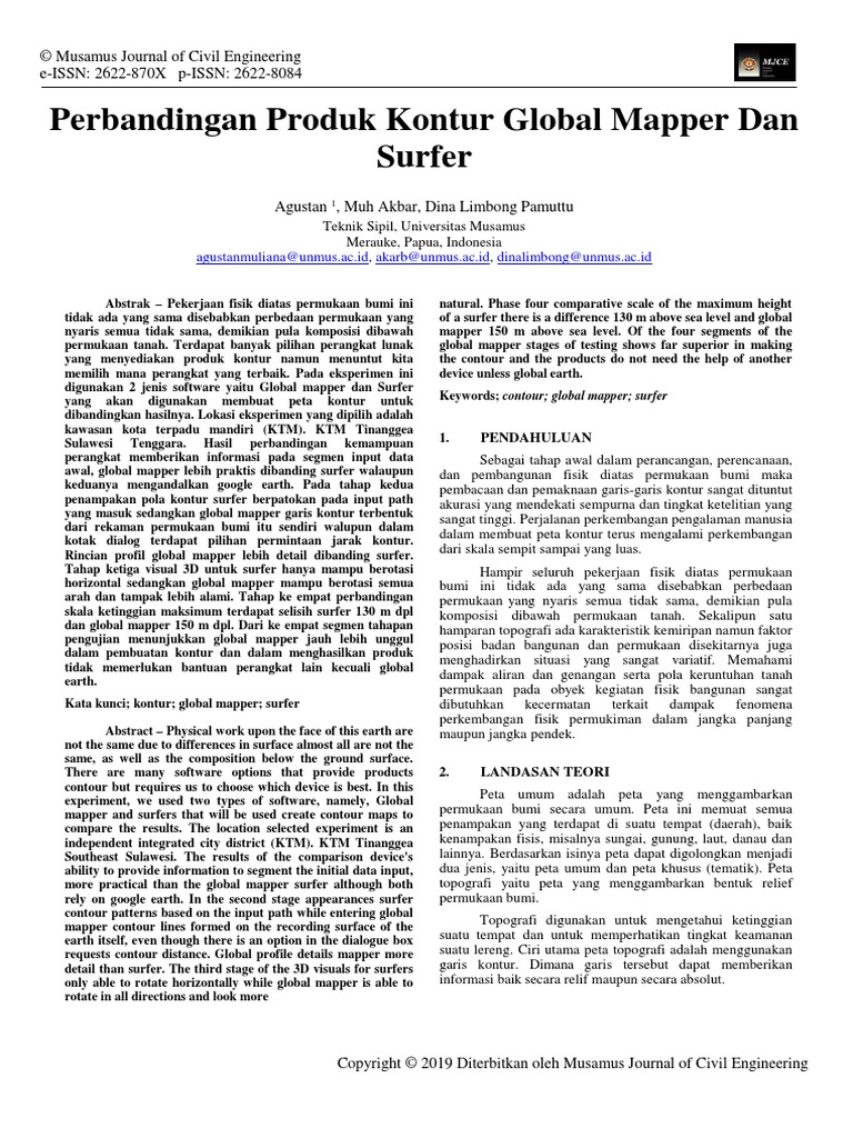 Perbandingan produk kontur global mapper dan surfer pdf