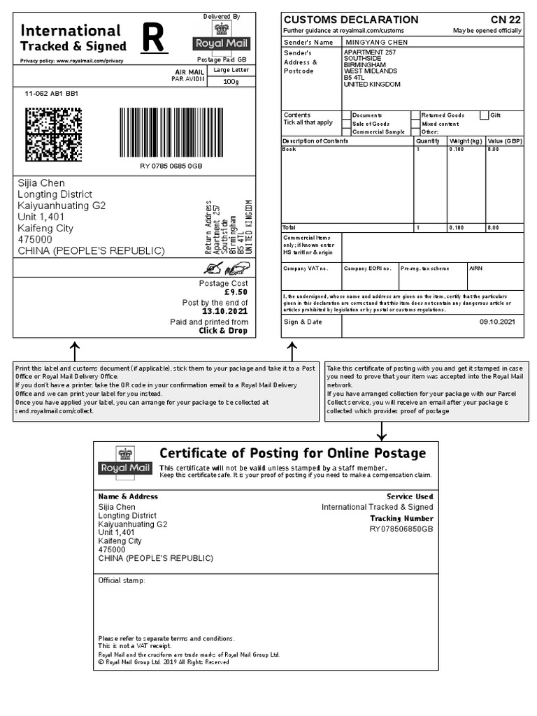 Royal Mail Label WP 1288 7752 940 PDF Mail Customs
