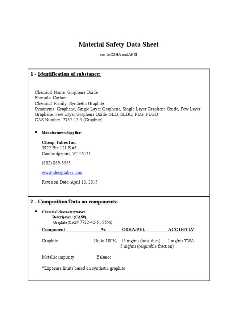 Material Safety Data Sheet 1 Identification of Substance PDF