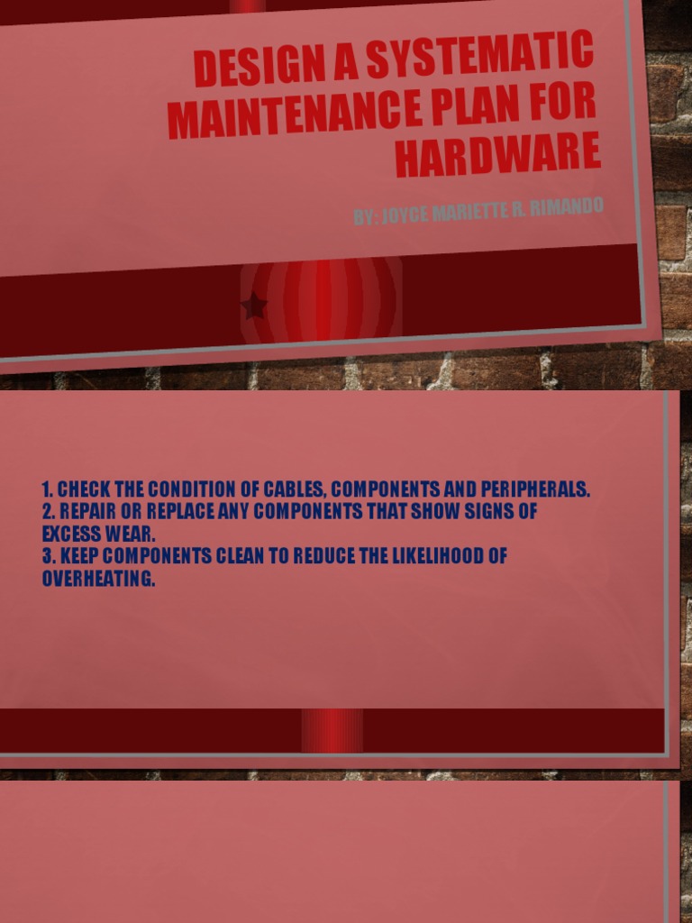 Design A Systematic Maintenance Plan For Hardware PDF