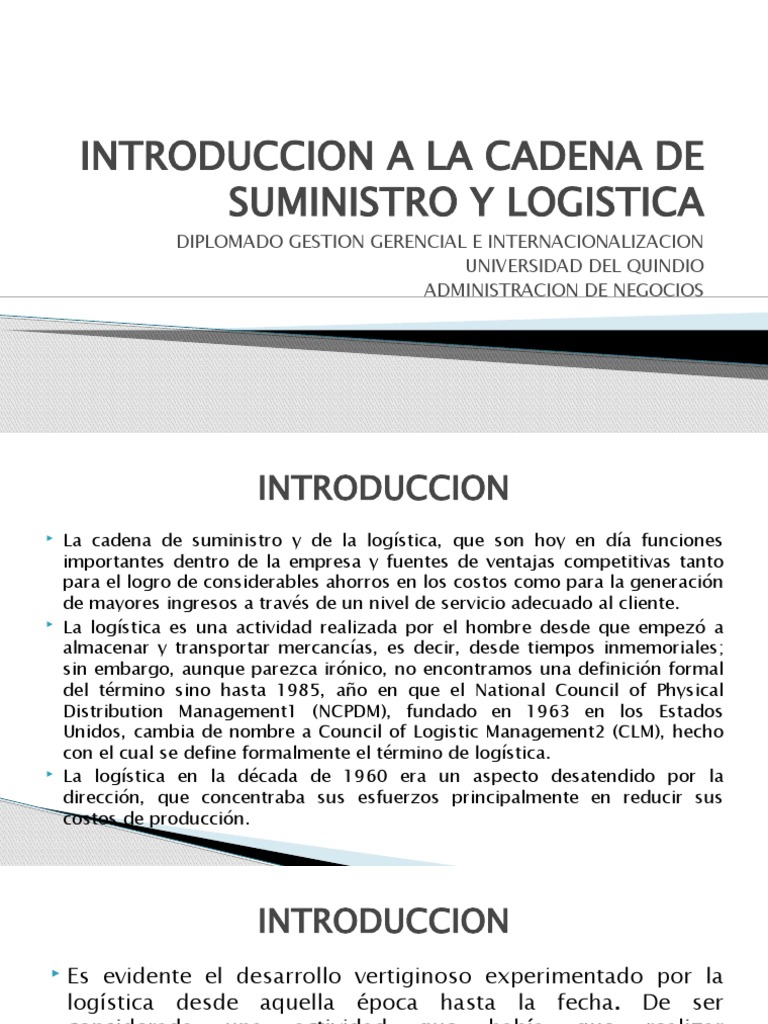 Introducción a la Cadena de Suministro | PDF | Logística | Inventario