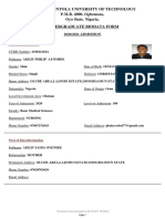Ladoke Akintola University of Technology P.M.B. 4000, Ogbomoso, Oyo State. Nigeria. Undergraduate Biodata Form