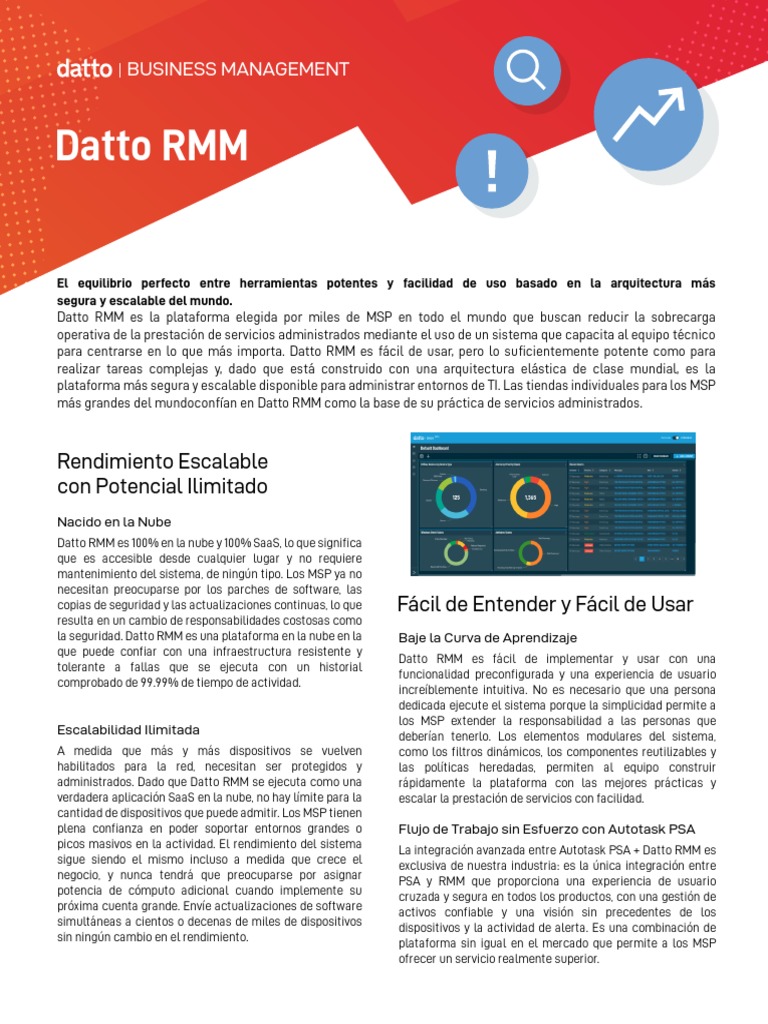 Datto RMM - Datasheet (ES) | PDF | Computación en la nube | Software