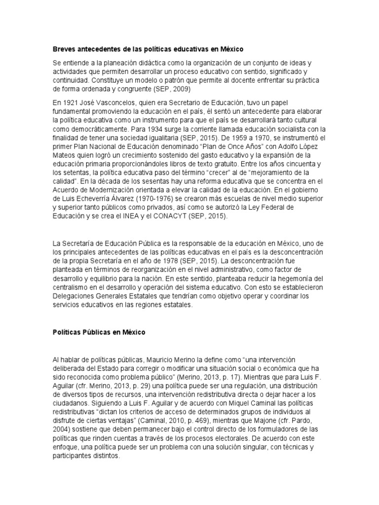 Políticas Educativas en México: Historia y Contexto | PDF | Educación ...