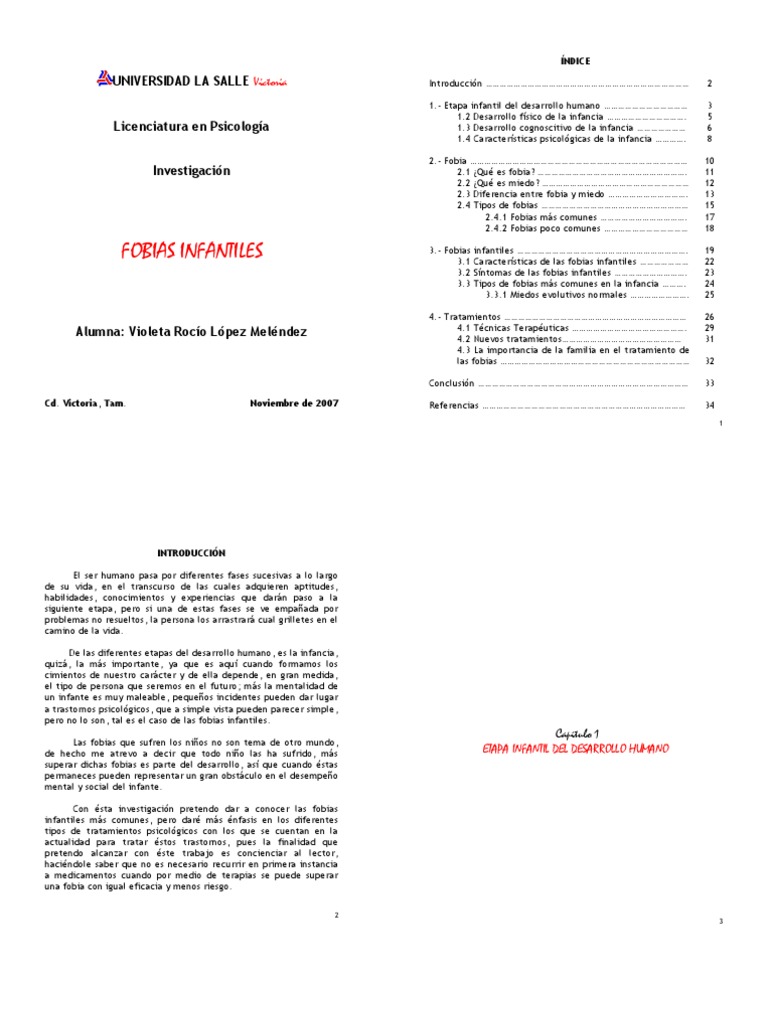 Fobias Infantiles y Tratamientos | PDF | Fobia | Ataque de pánico