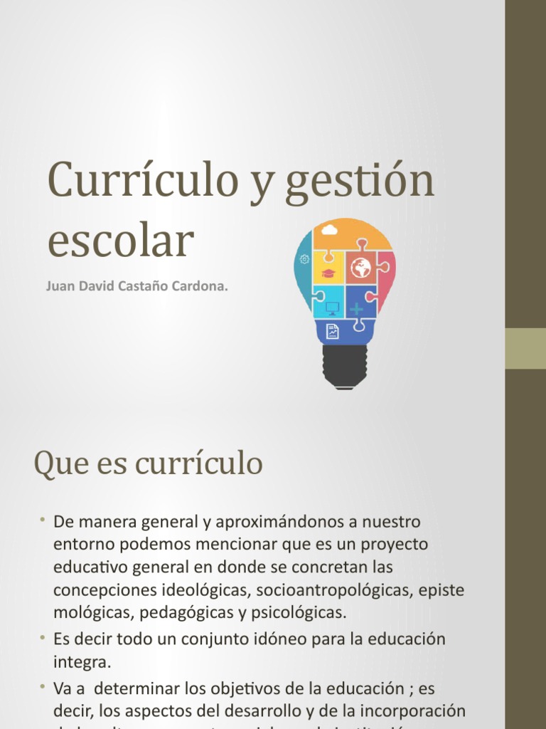 Currículo y Gestión Escolar | PDF | Plan de estudios | Aprendizaje