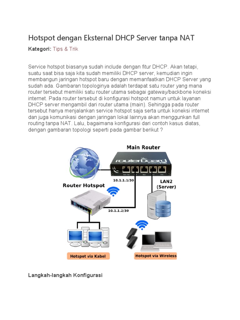 Hotspot Dengan Eksternal DHCP Server Tanpa NAT PDF
