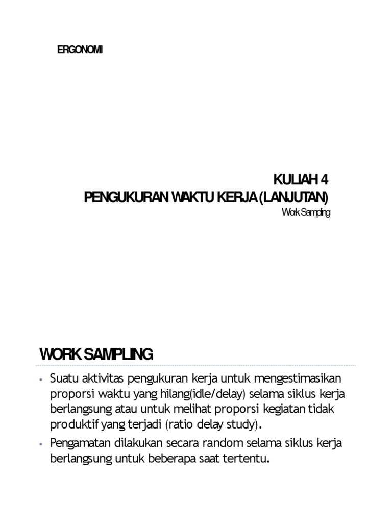 Pengukuran Waktu Kerja dengan Work Sampling | PDF