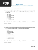 Problem Sheet For Soft Computing AI and NN Lab