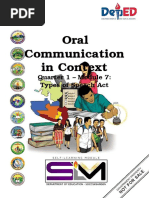 Oral Communication in Context: Quarter 1 - Module 7: Types of Speech Act