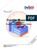 Practical Research 1: Quarter 3, LAS 8: Presenting Written Literature Review