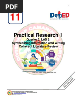 Practical Research 1: Quarter 3, LAS 6: Synthesizing Information and Writing Coherent Literature Review