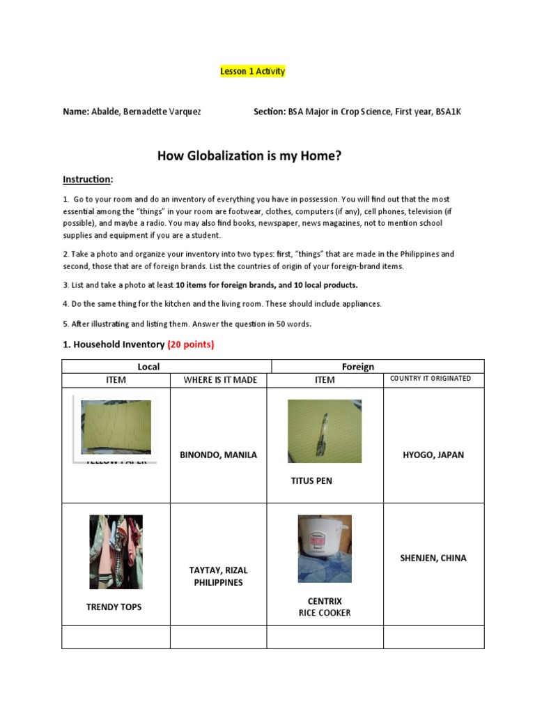 How Globalization Is My Home?: Instruction | Descargar gratis PDF ...
