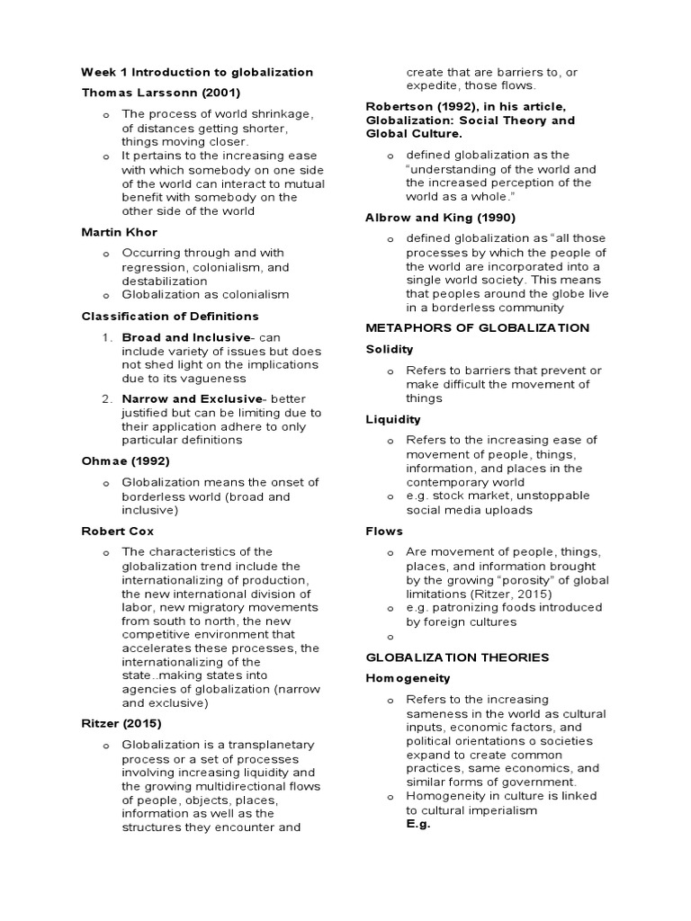 Bsa-1 TCWD Prelims Notes | PDF | Globalization | State (Polity)