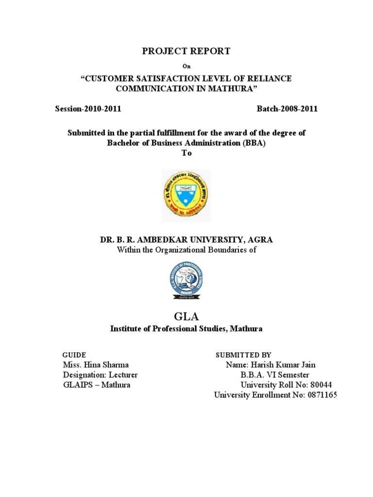 Reliance Communication Customer Satisfaction | PDF | Telecommunications ...