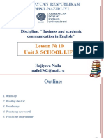 Lesson 10. Unit 3. School Life: Discipline: "Business and Academic Communication in English"