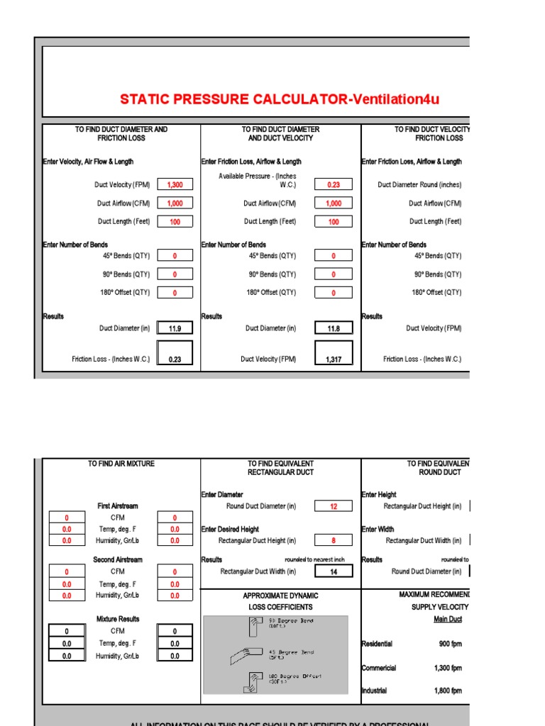 ESP Calculation Ventilation4u PDF Duct (Flow) Friction