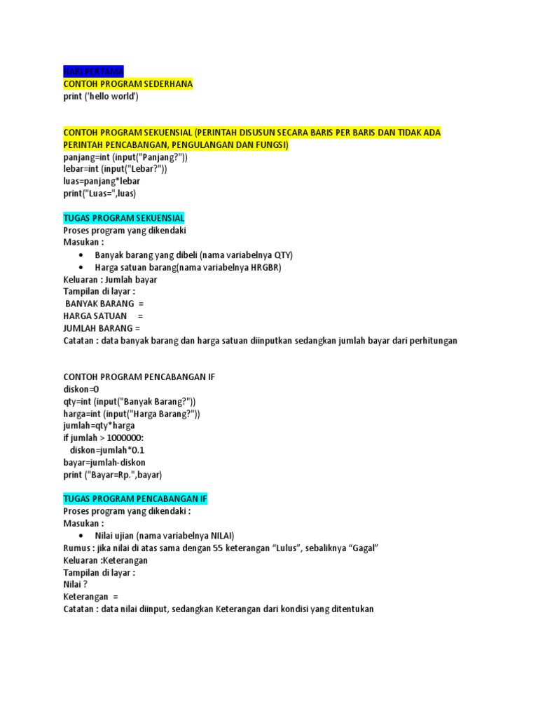 Latihan Dengan Python | PDF | Pengelolaan Keuangan & Uang | Komputer