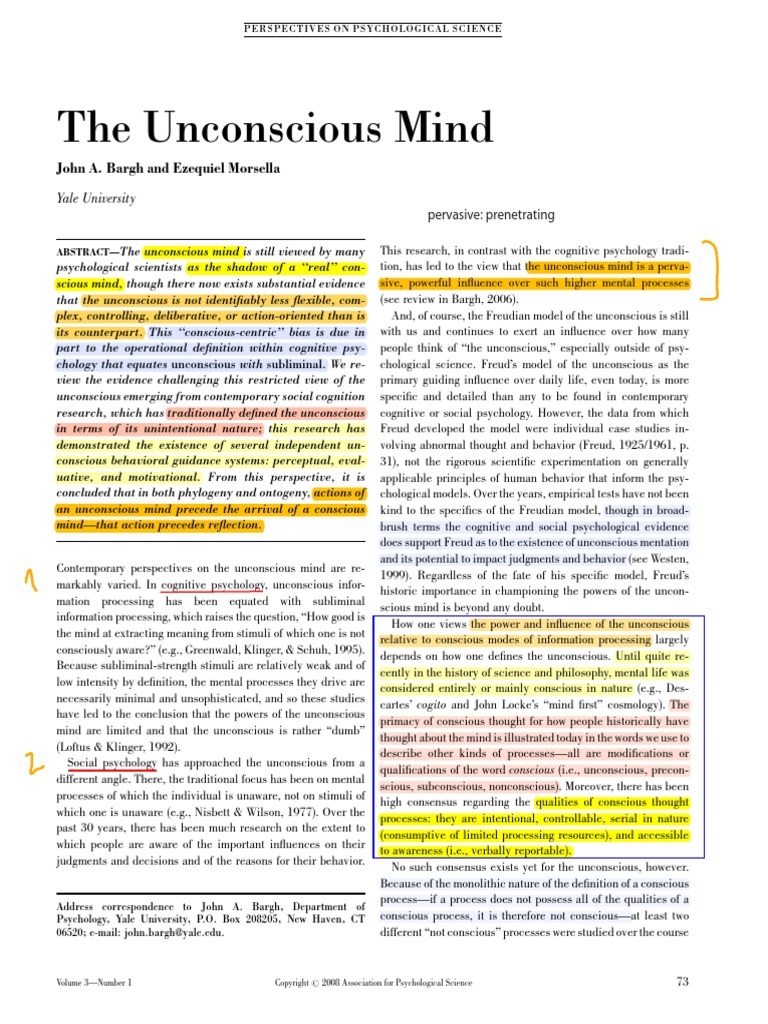 Unconscious Mind | PDF | Unconscious Mind | Consciousness