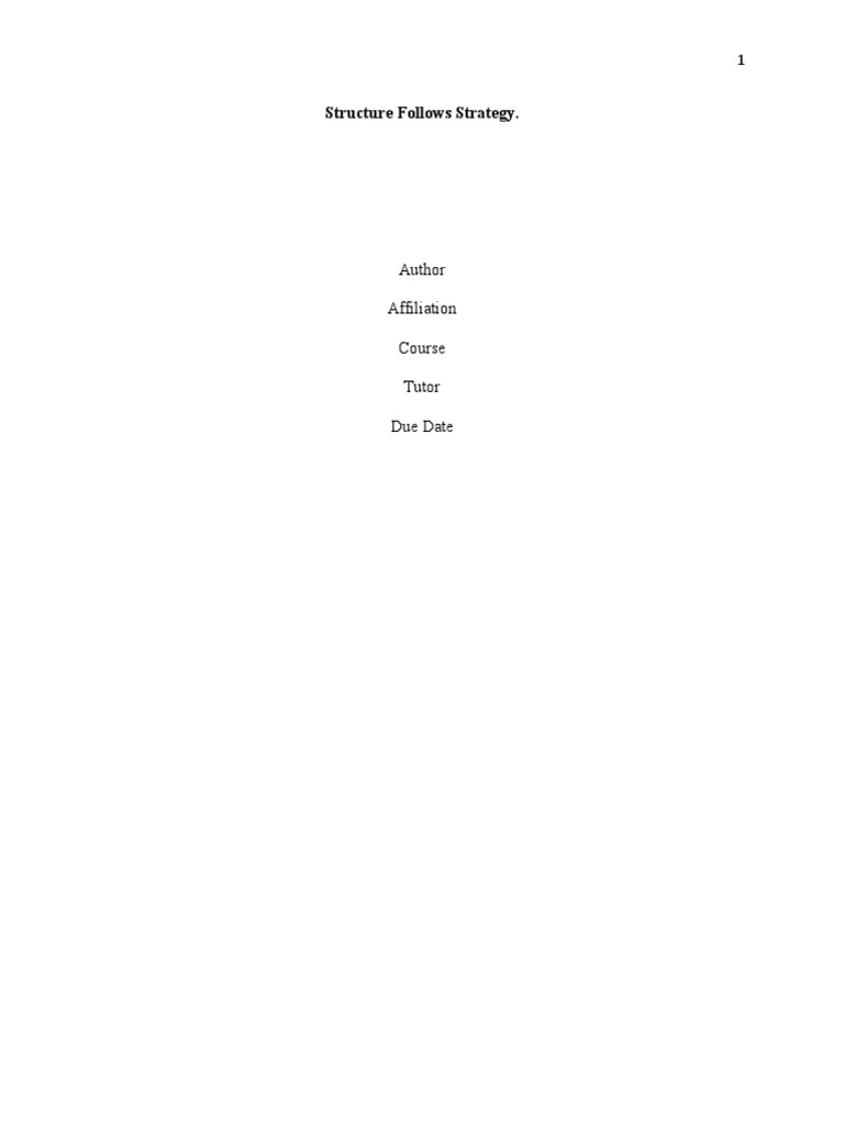 Structure Follows Strategy Pdf Strategic Management Performance