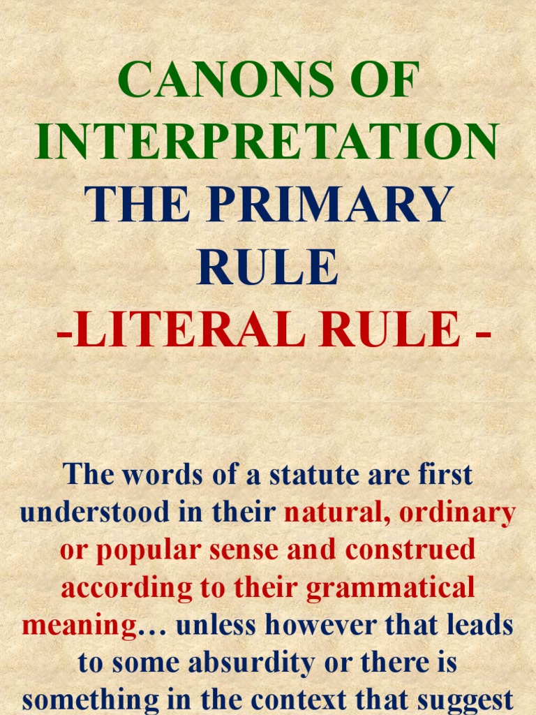 Literal Rule of Construction PDF Milk Plain Meaning Rule