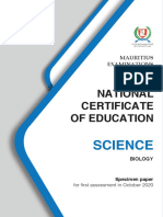 Biology Nce Grade 9 Specimen