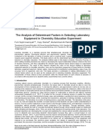 The Analysis of Determinant Factors in Selecting Laboratory Equipment in Chemistry Education Experiment