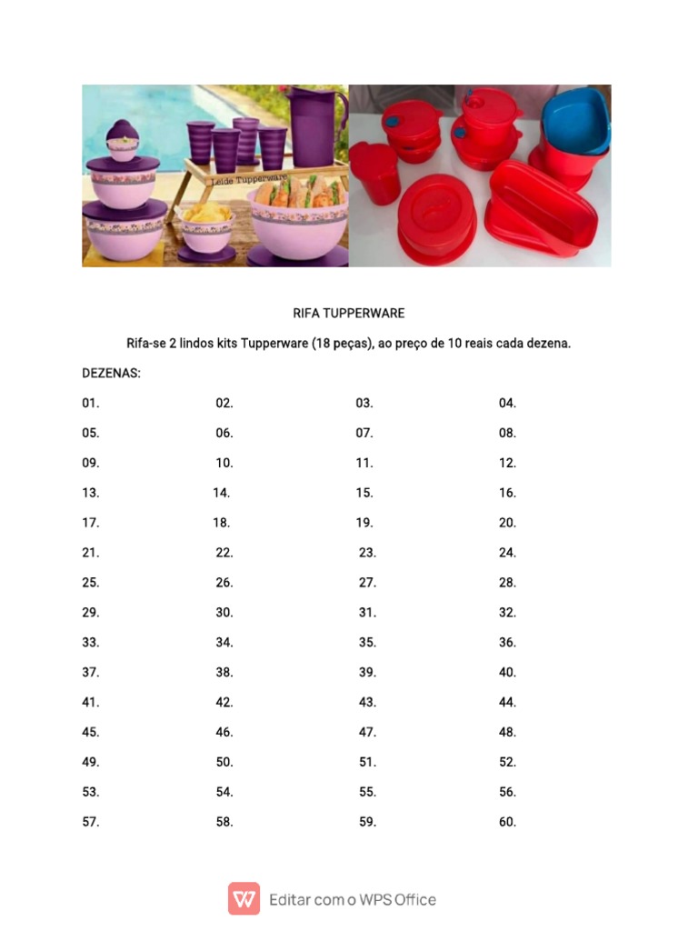 Rifa Tupperware Kits - 18 Pieces | PDF