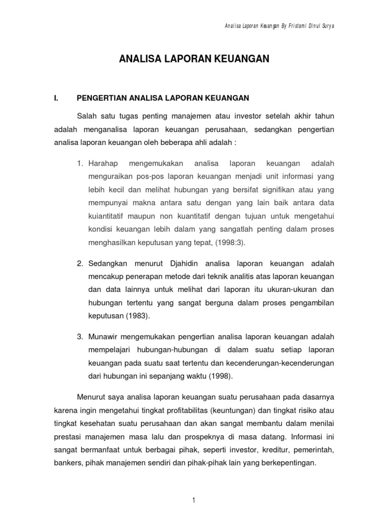 Analisa Laporan Keuangan