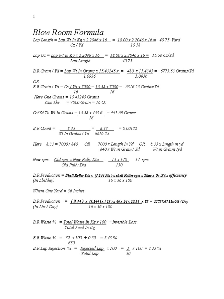 Spinning Formula Final PDF Yarn Spindle (Textiles)