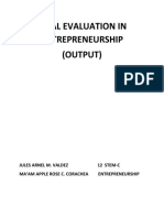 Final Evaluation in Entrepreneurship (Output)