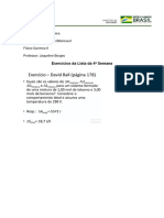 Exercícios - Lista 4 - Aula 4 - Físico-Química II 