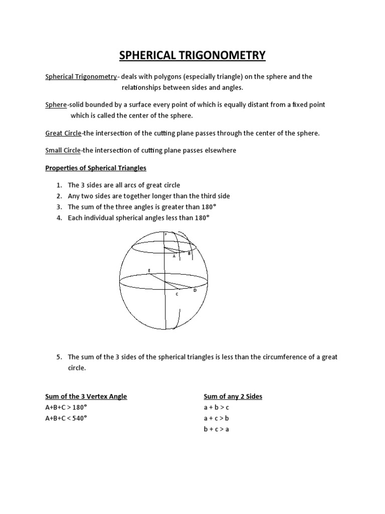 Spherical Trigonometry PDF